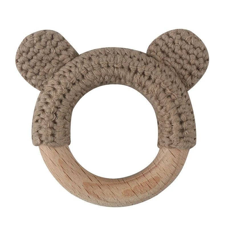 Food Grade Wooden Rings Wristband Infant Feeding Circles Bites Toys DIY Knitting Baby Teether Toys Newborn Fitness Frame Pendant