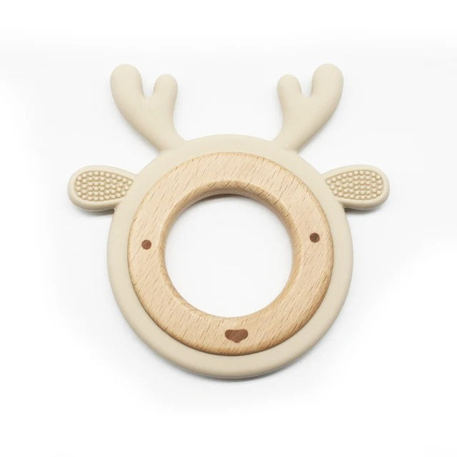 New Design Customized Cartoon Animals Baby Teether Toy 1PC Food Grade Wooden Ring Chewing Products Kids Molar Essentials