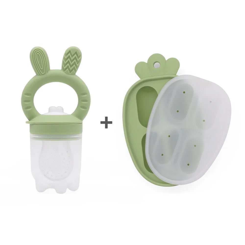Cute Baby Fruit and Vegetable Teether Toy Food Supplement Bite Le Silicone Baby Feeding Tableware Ice Cream Mold Baby Stuff