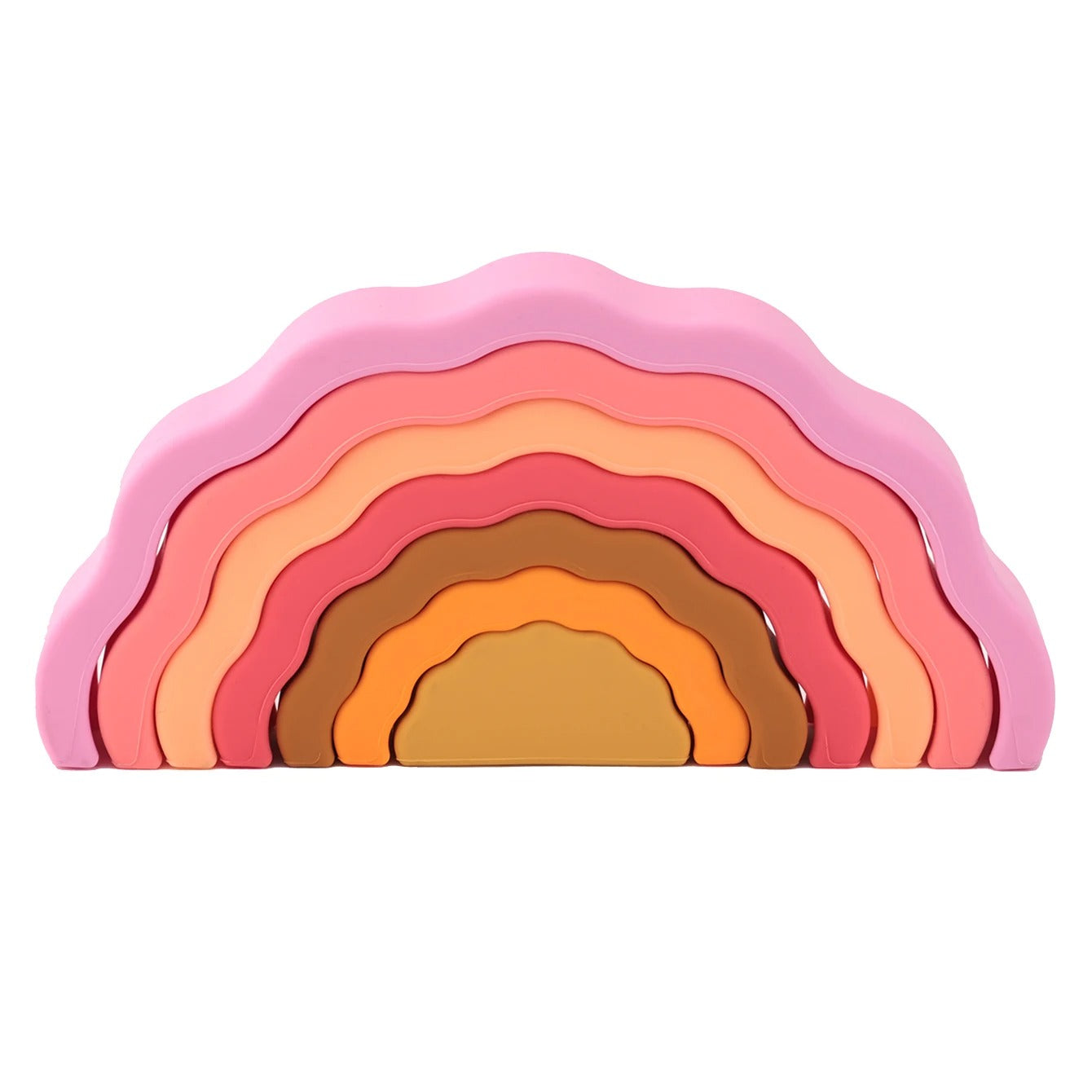 1Set Wavy Rainbow Stacking Toy BPA Free Silicone Teether Toy Baby Sensory Montessori Learning Toy For Kids 0-3 Years Baby Stuff