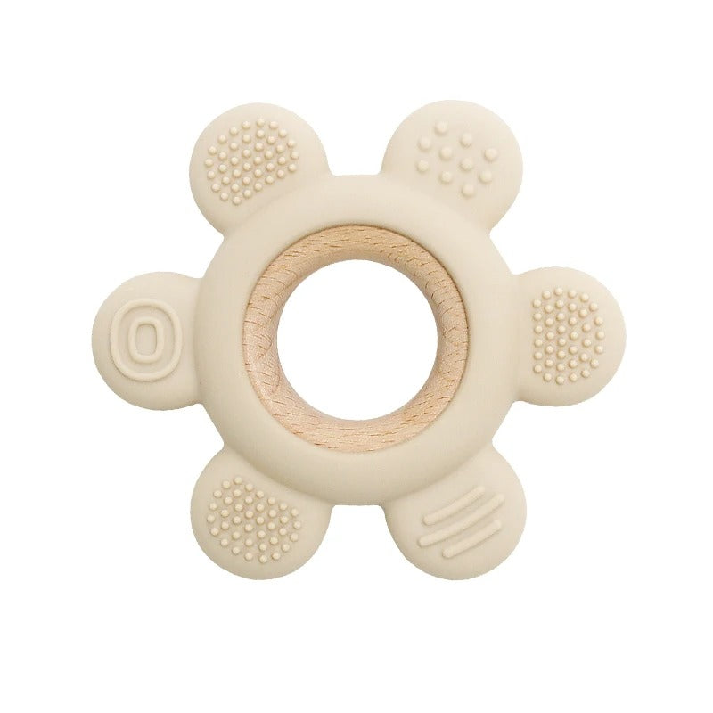 Color Kids 1PC Silicone Teether Toy newborn Rudder Shape Wooden Teether Ring Baby Toys BPA Free Molar Stick Baby Accessories