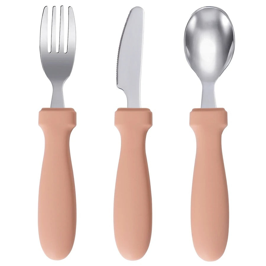 Newborn Stainless Steel Children's Tableware Spoon Fork Knife Set Dessert Spoon For Kids Baby Gadgets Feeding Cutlery Baby Stuff
