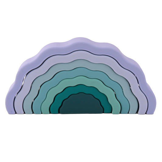 1Set Wavy Rainbow Stacking Toy BPA Free Silicone Teether Toy Baby Sensory Montessori Learning Toy For Kids 0-3 Years Baby Stuff