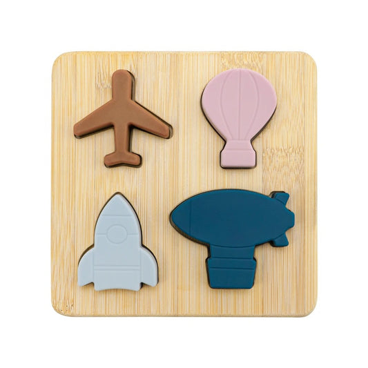 1 Set of Cartoon 3D Wooden Silicone Puzzle Baby Montessori Toys Toddlers Educational Traffic Jigsaw Puzzle Set  Children Toys