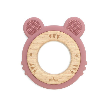 1pc Baby Teether Silicone Bracelet BPA Free Cute Cartoon Tiger Pendant Teething Toy Wood Ring Chewing Baby Accessories Toys