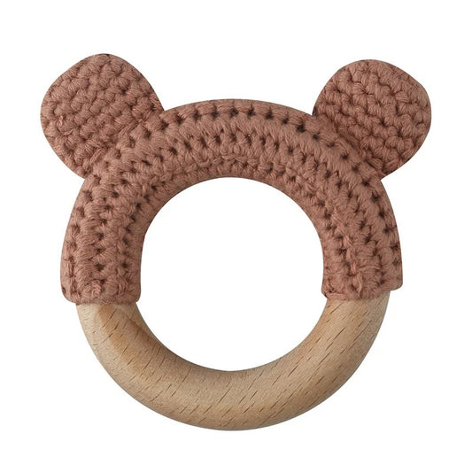 Food Grade Wooden Rings Wristband Infant Feeding Circles Bites Toys DIY Knitting Baby Teether Toys Newborn Fitness Frame Pendant