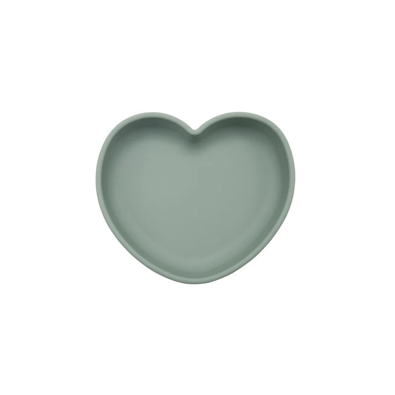 High Quality Silicone Feeding Solid Food Plates Dining Appliance Heart-Shaped Bowl With Suction Cup Children's Tableware