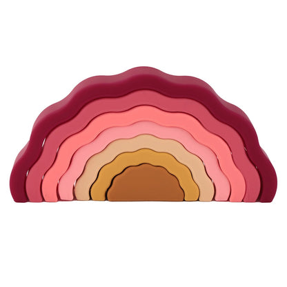 1Set Wavy Rainbow Stacking Toy BPA Free Silicone Teether Toy Baby Sensory Montessori Learning Toy For Kids 0-3 Years Baby Stuff