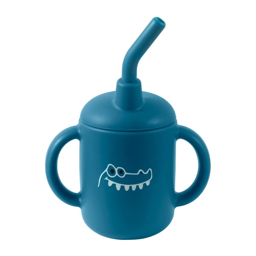 Portable Baby Feeding Bottle Cup Silicone Sippy Cups Children Leakproof Drinking Cups Cartoon Pattern Infant Straw Drinkware