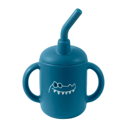Portable Baby Feeding Bottle Cup Silicone Sippy Cups Children Leakproof Drinking Cups Cartoon Pattern Infant Straw Drinkware