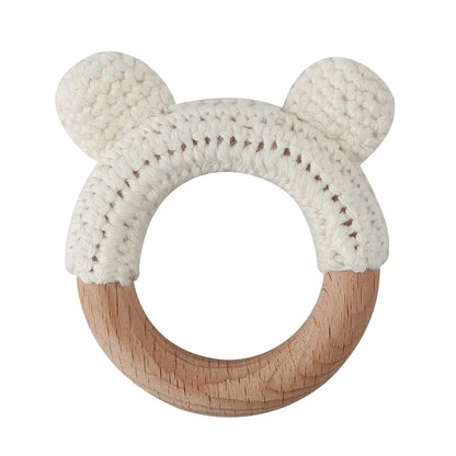 Food Grade Wooden Rings Wristband Infant Feeding Circles Bites Toys DIY Knitting Baby Teether Toys Newborn Fitness Frame Pendant