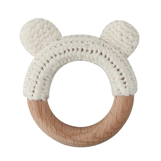 Food Grade Wooden Rings Wristband Infant Feeding Circles Bites Toys DIY Knitting Baby Teether Toys Newborn Fitness Frame Pendant