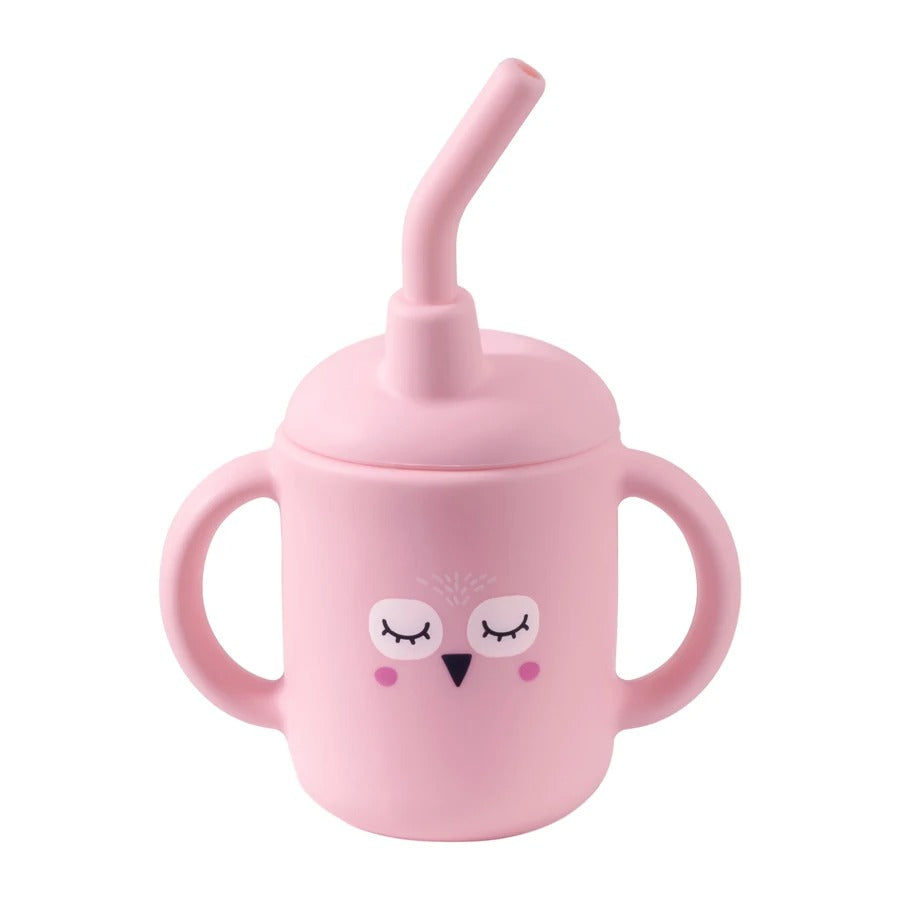 Portable Baby Feeding Bottle Cup Silicone Sippy Cups Children Leakproof Drinking Cups Cartoon Pattern Infant Straw Drinkware