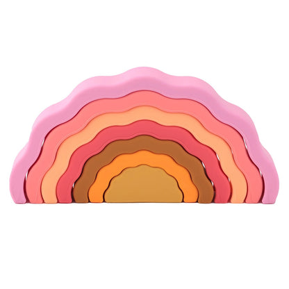 1Set Wavy Rainbow Stacking Toy BPA Free Silicone Teether Toy Baby Sensory Montessori Learning Toy For Kids 0-3 Years Baby Stuff