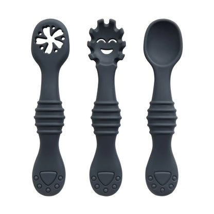 New Mother-kids 3PCS Baby Silicone Spoons Baby Utensils Training Cutlery Set Baby Feeding Meal Spoon Children's Tableware