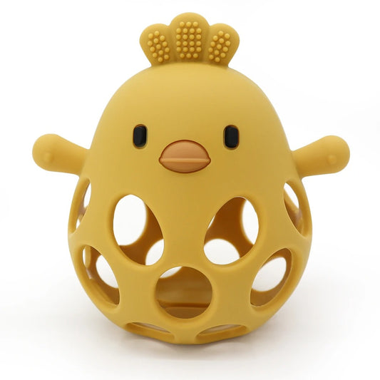 1Pcs Baby Teether Gloves Kids Cartoon Chick Shape Teether Toy Silicone Dental Care Gums Anti-eating Hand Molar Baby Accessorie