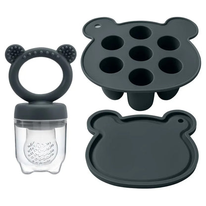 2PCS Baby Ice Cream Pops Silicone Mold Ice Cream Maker Cartoon Animal Shapes Molds Baby Fruit Feeding Pacifier Teether Toy