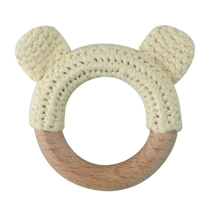 Food Grade Wooden Rings Wristband Infant Feeding Circles Bites Toys DIY Knitting Baby Teether Toys Newborn Fitness Frame Pendant