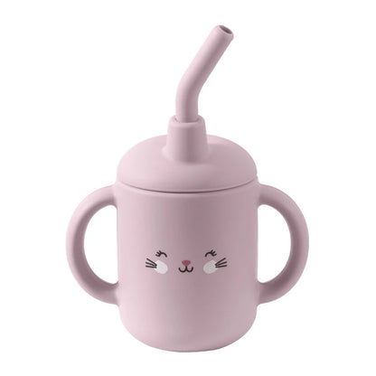 Portable Baby Feeding Bottle Cup Silicone Sippy Cups Children Leakproof Drinking Cups Cartoon Pattern Infant Straw Drinkware