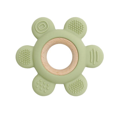 Color Kids 1PC Silicone Teether Toy newborn Rudder Shape Wooden Teether Ring Baby Toys BPA Free Molar Stick Baby Accessories