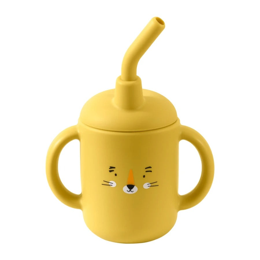 Portable Baby Feeding Bottle Cup Silicone Sippy Cups Children Leakproof Drinking Cups Cartoon Pattern Infant Straw Drinkware