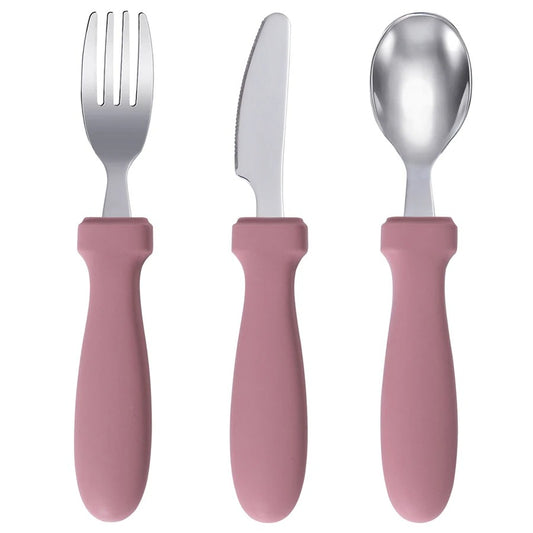 Newborn Stainless Steel Children's Tableware Spoon Fork Knife Set Dessert Spoon For Kids Baby Gadgets Feeding Cutlery Baby Stuff
