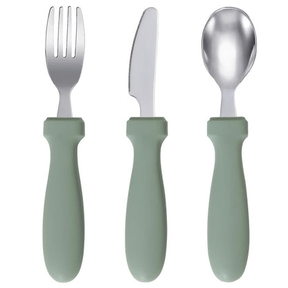 Newborn Stainless Steel Children's Tableware Spoon Fork Knife Set Dessert Spoon For Kids Baby Gadgets Feeding Cutlery Baby Stuff