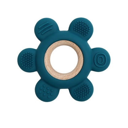 Color Kids 1PC Silicone Teether Toy newborn Rudder Shape Wooden Teether Ring Baby Toys BPA Free Molar Stick Baby Accessories