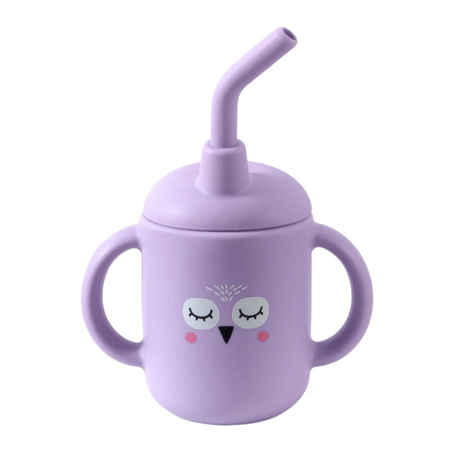 Portable Baby Feeding Bottle Cup Silicone Sippy Cups Children Leakproof Drinking Cups Cartoon Pattern Infant Straw Drinkware