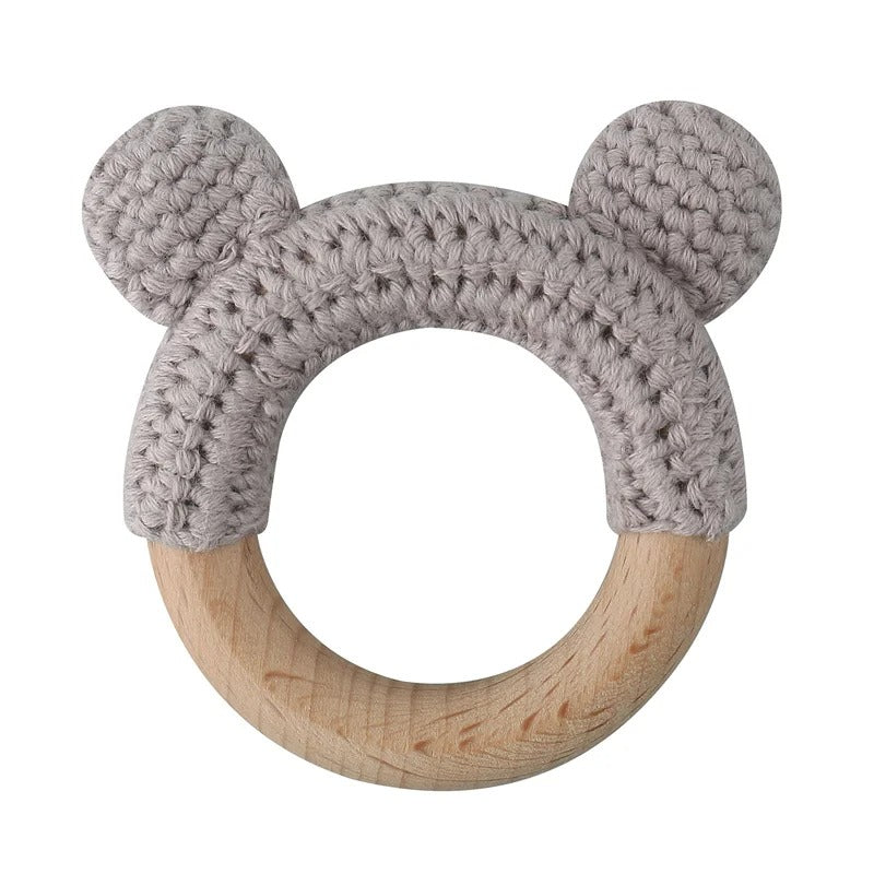 Food Grade Wooden Rings Wristband Infant Feeding Circles Bites Toys DIY Knitting Baby Teether Toys Newborn Fitness Frame Pendant
