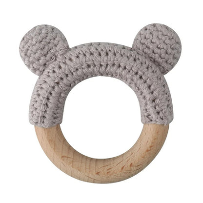 Food Grade Wooden Rings Wristband Infant Feeding Circles Bites Toys DIY Knitting Baby Teether Toys Newborn Fitness Frame Pendant