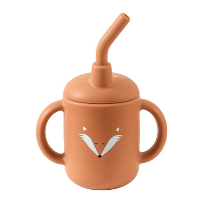 Portable Baby Feeding Bottle Cup Silicone Sippy Cups Children Leakproof Drinking Cups Cartoon Pattern Infant Straw Drinkware