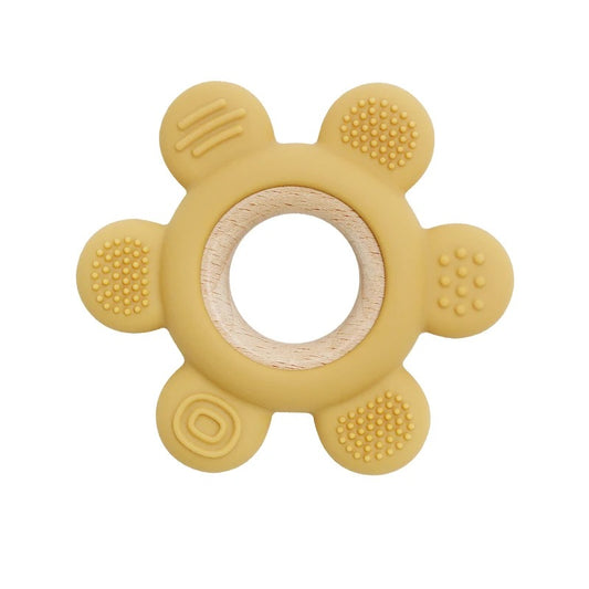 Color Kids 1PC Silicone Teether Toy newborn Rudder Shape Wooden Teether Ring Baby Toys BPA Free Molar Stick Baby Accessories