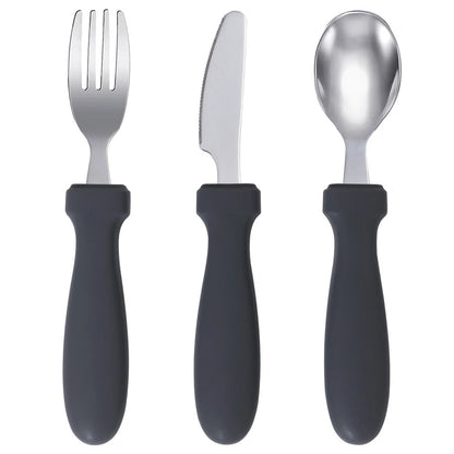 Newborn Stainless Steel Children's Tableware Spoon Fork Knife Set Dessert Spoon For Kids Baby Gadgets Feeding Cutlery Baby Stuff