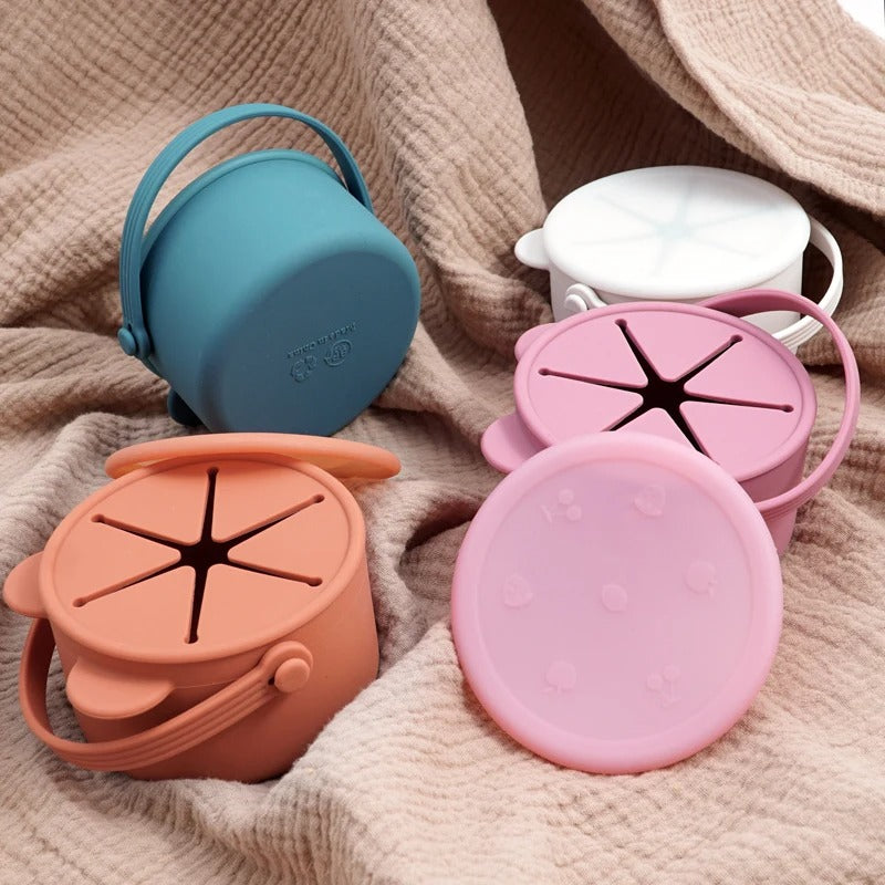 Cartoon Animal Infant Learning Feeding Cup Portable Solid Food Storage Box Snack Storage Container With Silicone Lid Baby Stuff