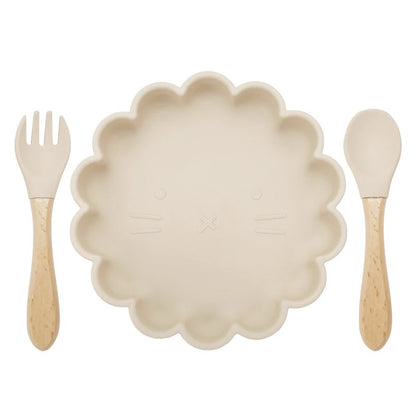 Hot Sale BPA Free Children's Tableware Oval Lace Cute Food Plates Waterproof Bowl Plates Solid Color Spoon Fork Set Baby Stuff