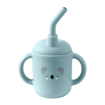 Portable Baby Feeding Bottle Cup Silicone Sippy Cups Children Leakproof Drinking Cups Cartoon Pattern Infant Straw Drinkware