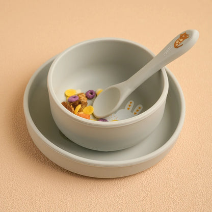 1PCS Baby Silicone Feeding Bowl Cartoon Pattern Baby Dishes Plate BPA Free Food Container Newborn Training Weaning Tableware
