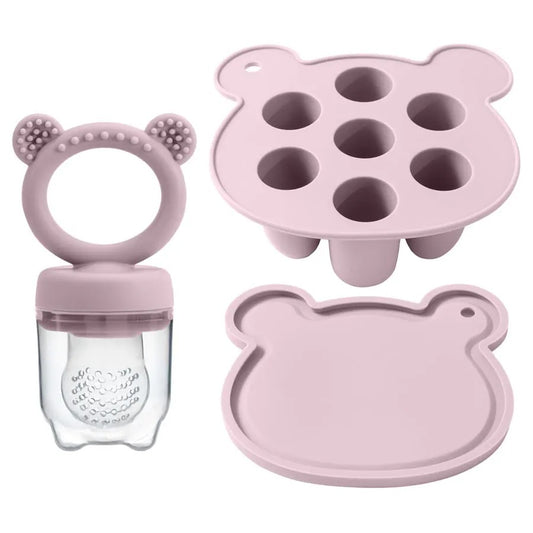 2PCS Baby Ice Cream Pops Silicone Mold Ice Cream Maker Cartoon Animal Shapes Molds Baby Fruit Feeding Pacifier Teether Toy