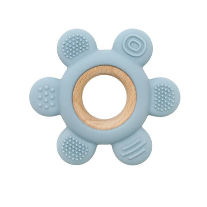 Color Kids 1PC Silicone Teether Toy newborn Rudder Shape Wooden Teether Ring Baby Toys BPA Free Molar Stick Baby Accessories