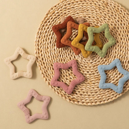 1PCS Silicone Baby Teether Toy BPA Free Cartoon Star Molar For Newborn Teether Chewing Toys Teething Ring Baby Accessories