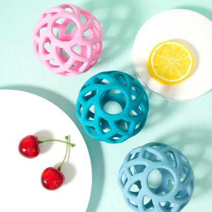 1PCS Baby Silicone Teether Toy Ball Shape Teething Toys Solid Color Oral Health Baby Stuff Baby Care Chewing Toy Baby Items