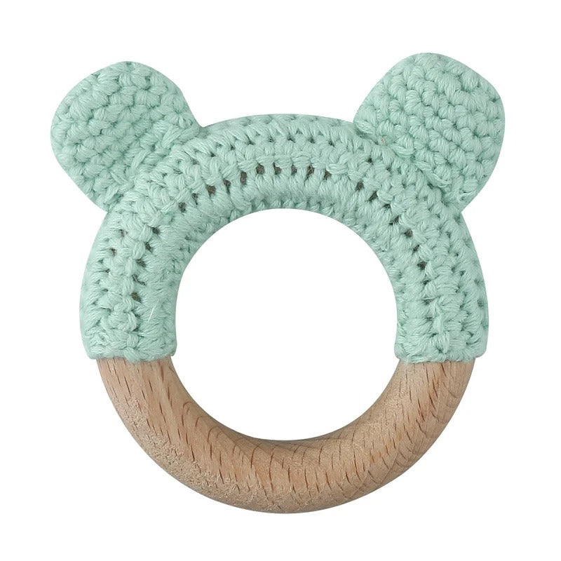 Food Grade Wooden Rings Wristband Infant Feeding Circles Bites Toys DIY Knitting Baby Teether Toys Newborn Fitness Frame Pendant