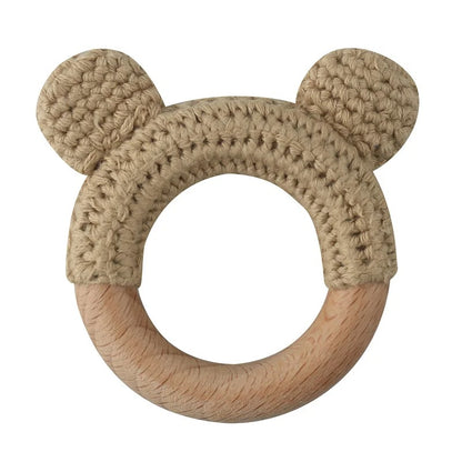 Food Grade Wooden Rings Wristband Infant Feeding Circles Bites Toys DIY Knitting Baby Teether Toys Newborn Fitness Frame Pendant