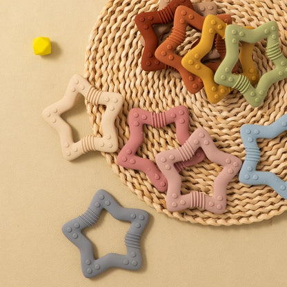 1PCS Silicone Baby Teether Toy BPA Free Cartoon Star Molar For Newborn Teether Chewing Toys Teething Ring Baby Accessories