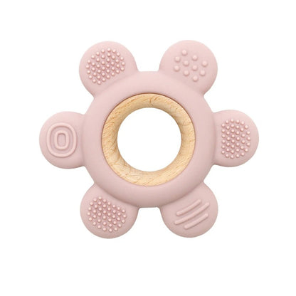 Color Kids 1PC Silicone Teether Toy newborn Rudder Shape Wooden Teether Ring Baby Toys BPA Free Molar Stick Baby Accessories