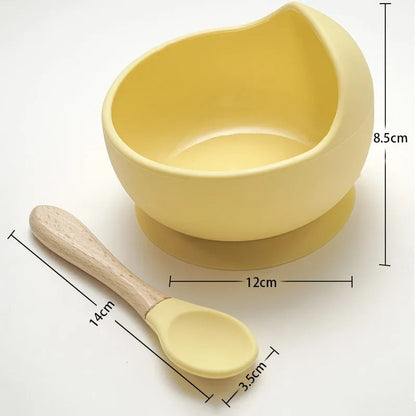 3PCS Baby Silicone Feeding Set Bibs Sucker Dinner Plate Antislip Bowl Spoon Cup Children's Tableware Baby Stuff