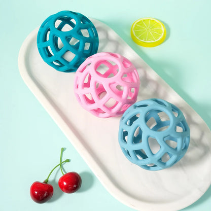 1PCS Baby Silicone Teether Toy Ball Shape Teething Toys Solid Color Oral Health Baby Stuff Baby Care Chewing Toy Baby Items