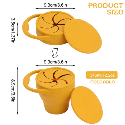 1Pcs Solid Colors Baby Snack Cup Collapsible Portable Food Storage Box Silicone Feeding Snacks Container With Lid Baby Stuff