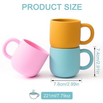 1PCS Silicone Baby Feeding Cup BPA Free Single Handle Portable Baby Tableware For Pure Color Baby Water Bottle Baby Shower Gift